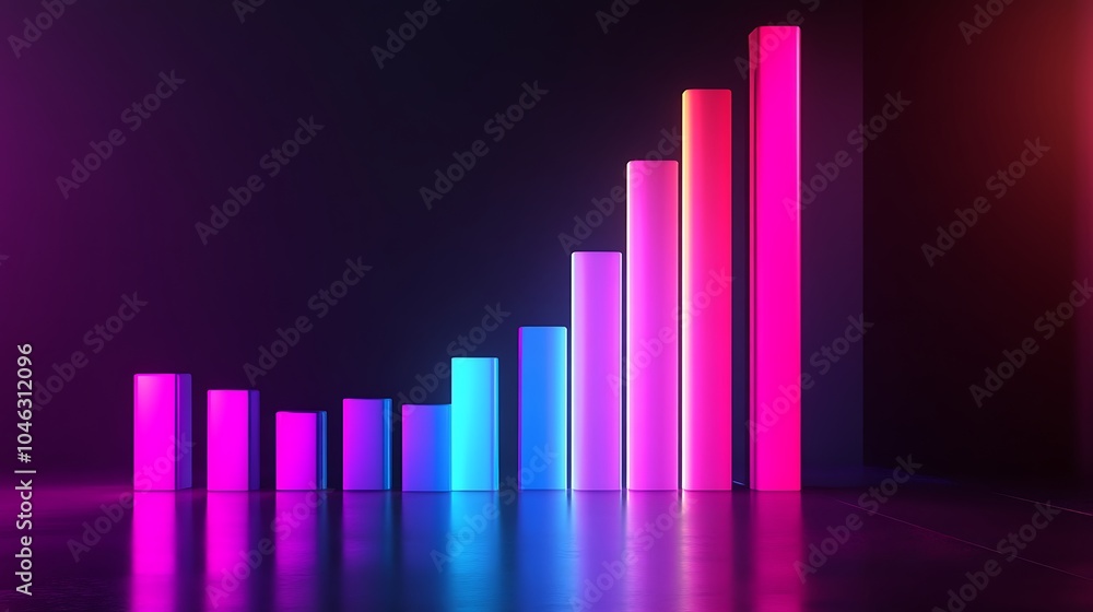 Poster a colorful bar graph representing growth or progress in a modern design.