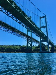 Stunning Summer View of the Narrows Bridge: Iconic Landmark Against a Clear Blue Sky