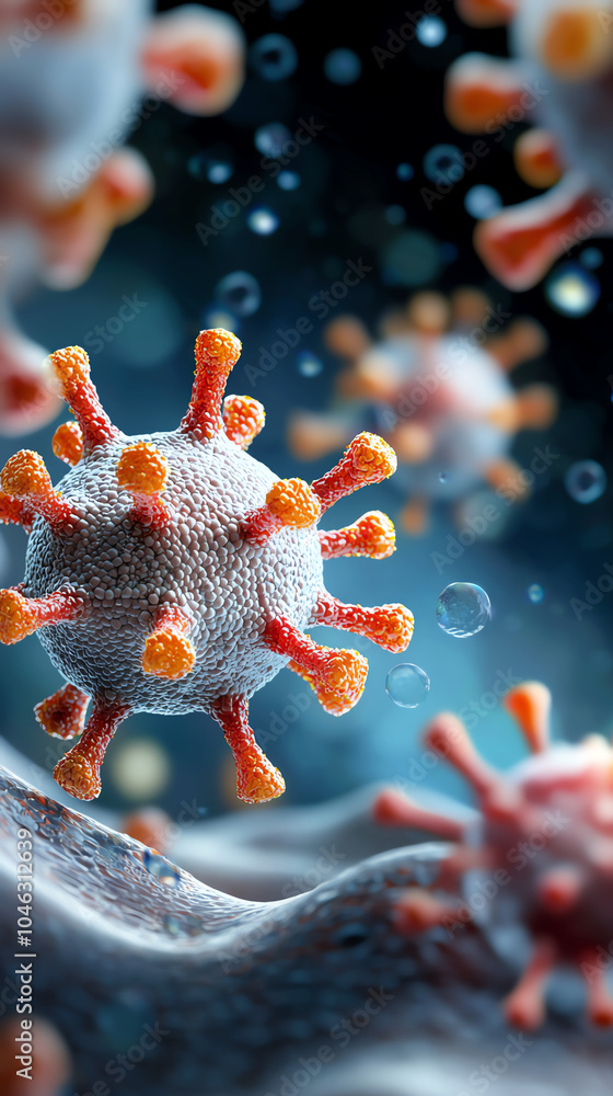 Poster microscopic visualization of virus structures an intricate look at pathogens in detail