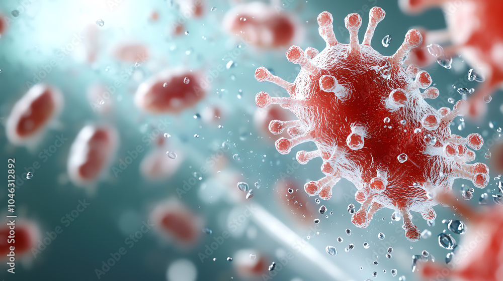 Poster microscopic view of a virus exploring the intricacies of pathogens in modern science