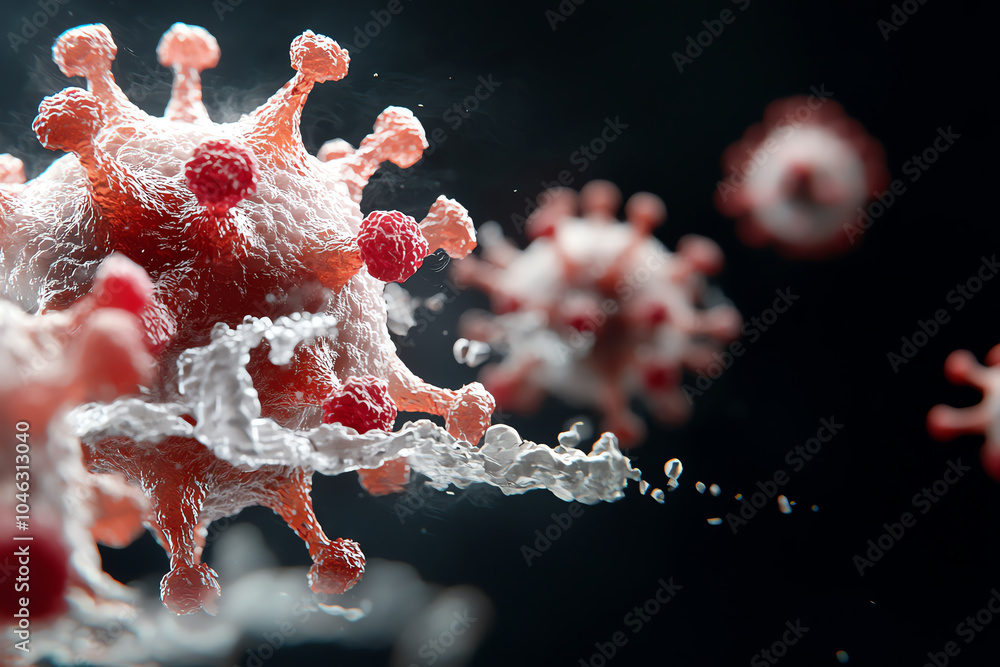 Poster intricate visualization of virus structure exploring the complexities of microbial life and disease 