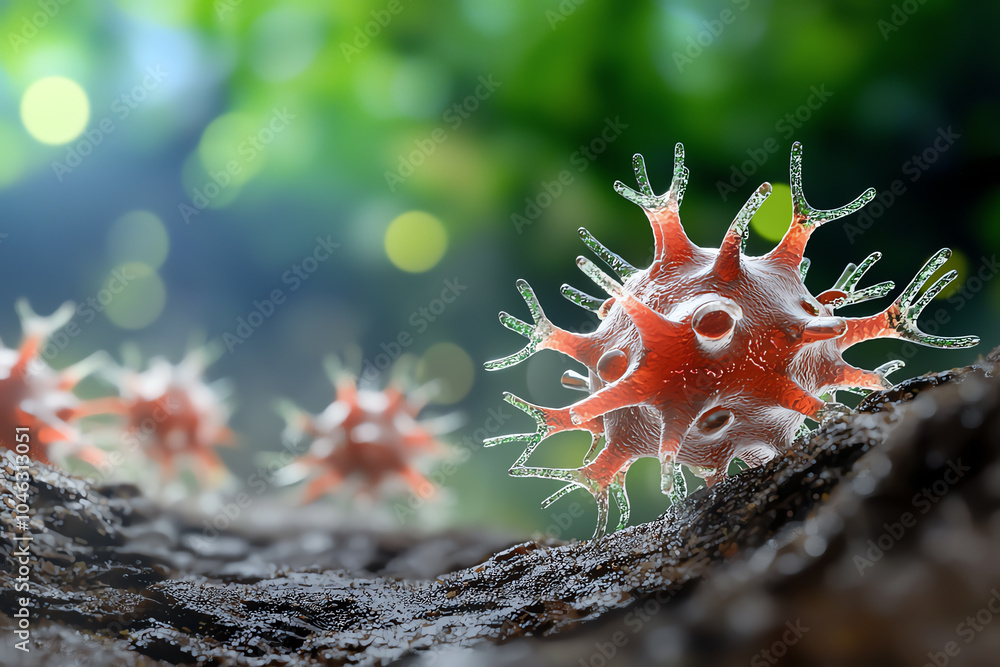 Poster exploring the microscopic world the fascinating structure and behavior of viruses in nature