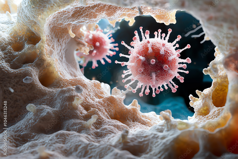 Poster exploring the intricacies of viral structures a close-up on microbial life forms
