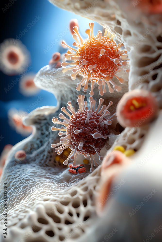 Aufkleber intricate microbial structures exploring the beauty of viruses and bacteria under the microscope