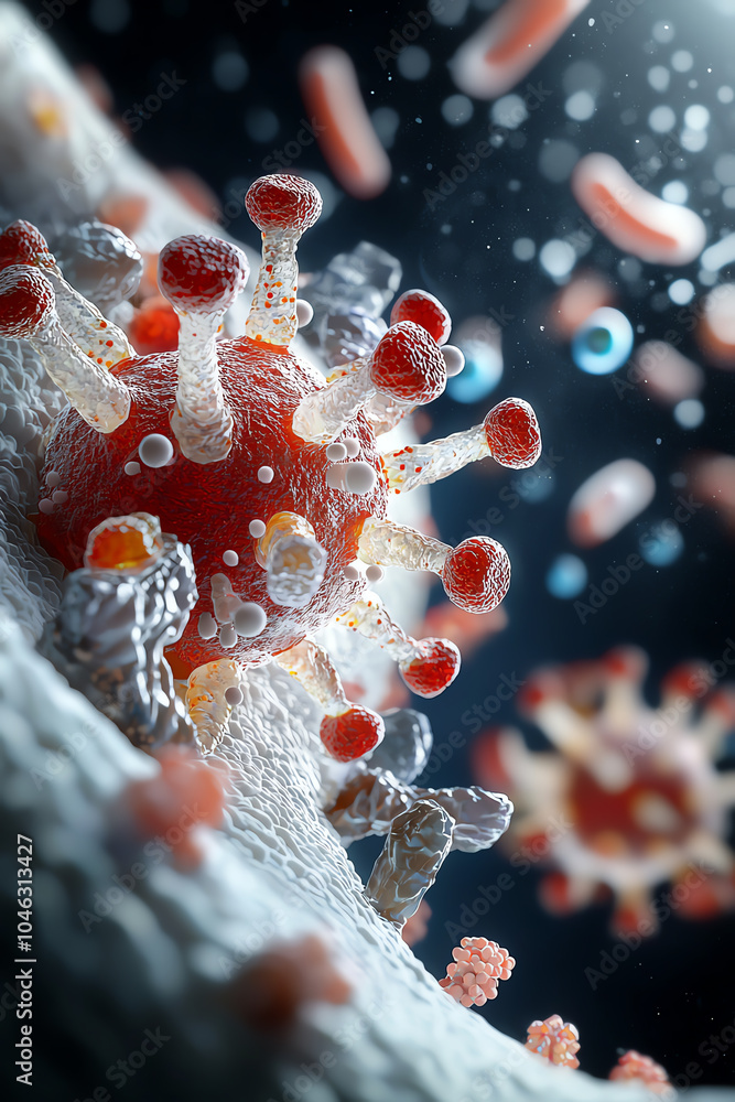 Poster microscopic view of viral structures understanding the complexity of pathogens in the human body