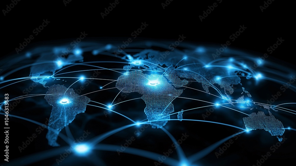 Poster global business network connection visualization
