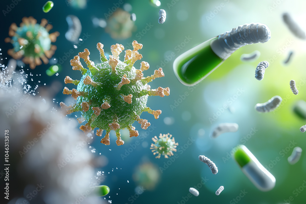 Poster exploring the microscopic world the intricacies of viruses and bacteria in modern science