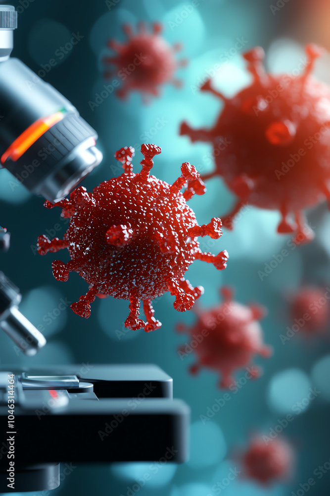 Poster exploring the microscopic world of viruses a close-up on covid-19 pathogens under the microscope