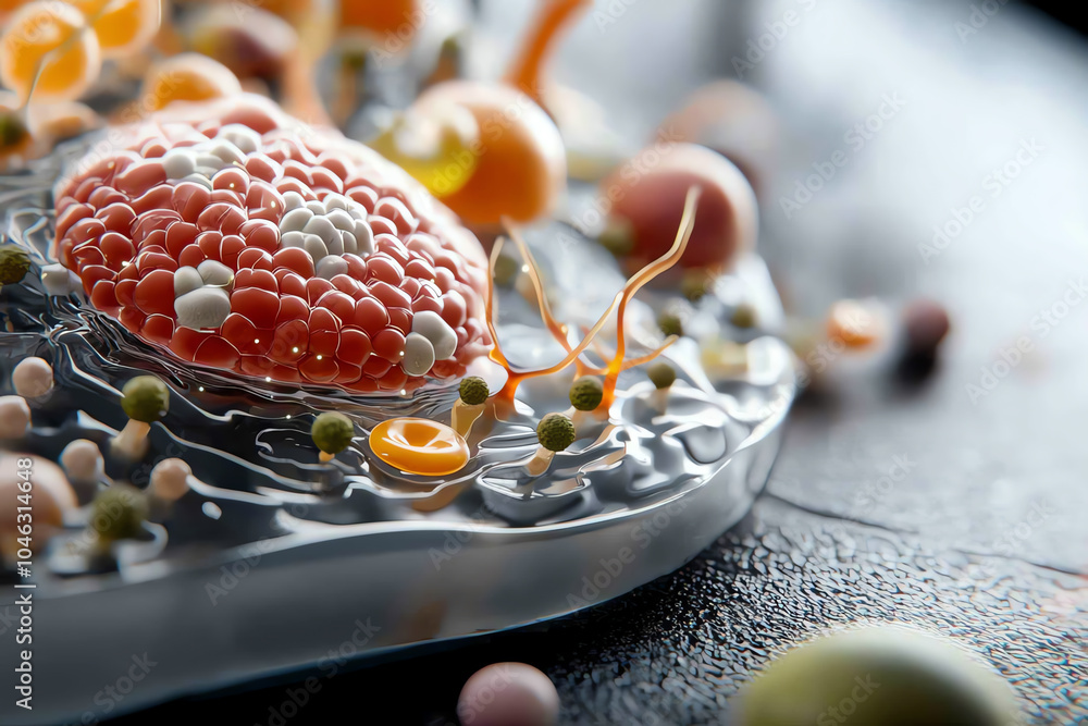 Poster microscopic exploration unveiling the intricacies of cellular structures and their interactions