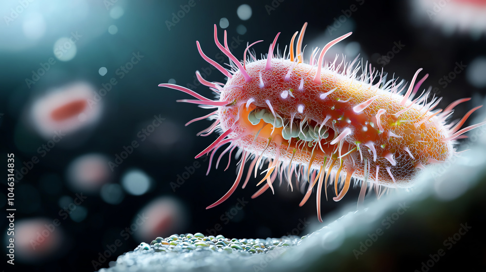 Poster exploring the microcosm a close-up on bacteria and its complex structures in the microscopic world