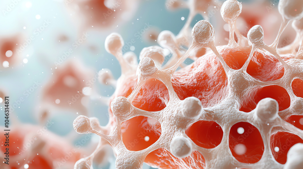 Poster exploring microscopic structures the intricate world of cells and their functions in biology