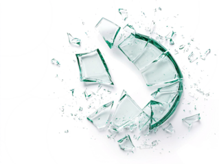 Shattered illusions a dynamic display of broken glass fragments captured in motion against a dark background