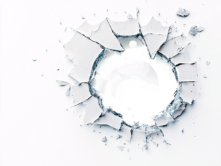 Dynamic impact of shattered glass capturing the moment of destruction and its artistic expression in contemporary photography