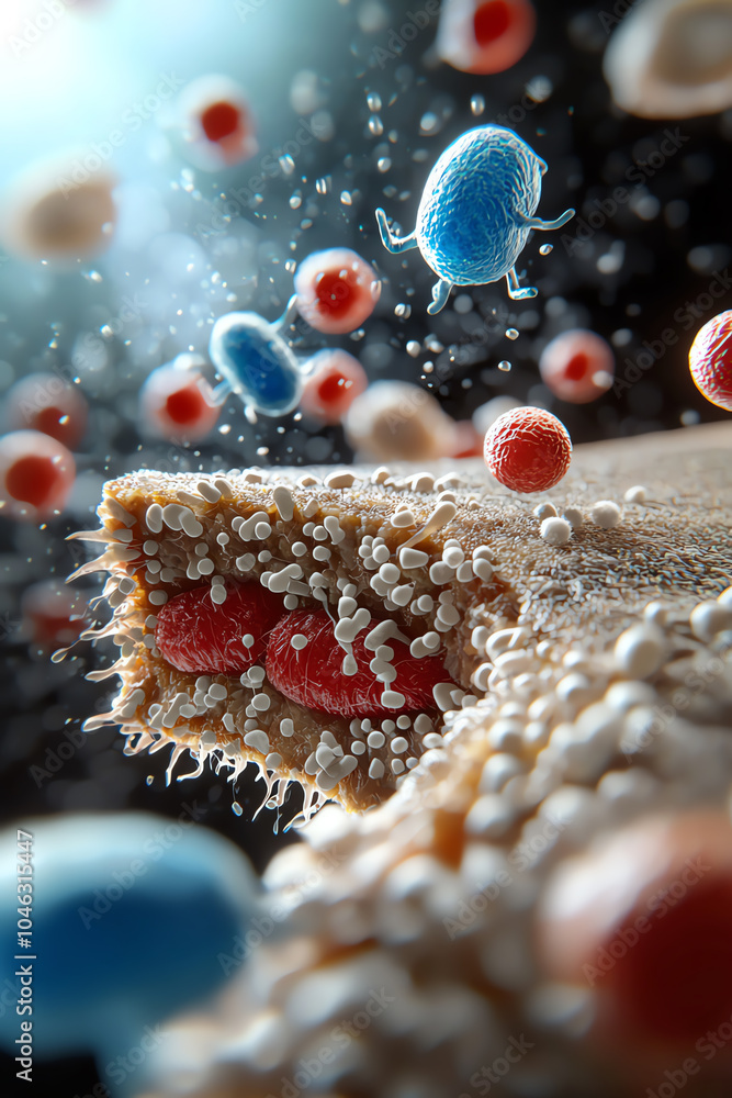 Poster exploring the microscopic world a journey through cells and microorganisms in detail