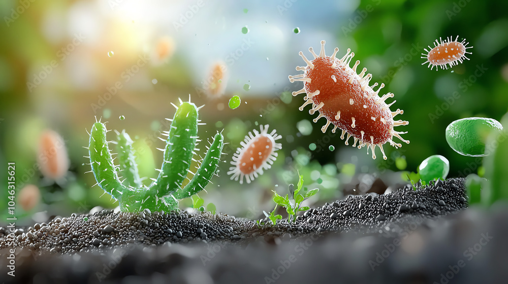 Poster exploring the microbial world a fascinating interaction between microbes and plants in nature