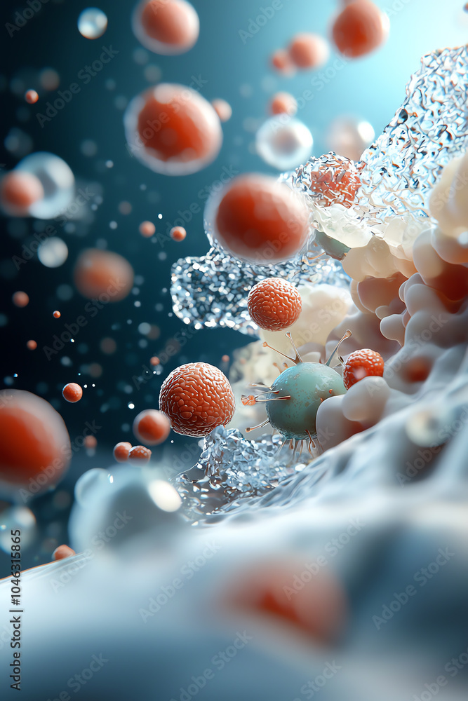 Poster microscopic wonders exploring the intricate world of cells and microorganisms in a 3d environment