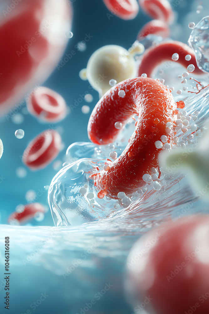 Poster exploring the intricate world of blood components a visual journey through cells and molecules