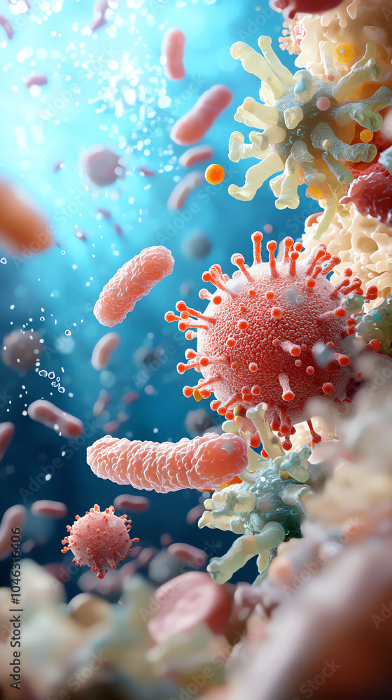 Poster exploring the microscopic world a deep dive into cellular life and its vibrant ecosystem