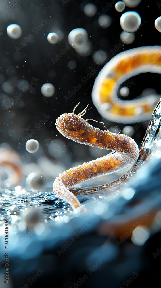 Aufkleber a captivating close-up of a unique aquatic creature surrounded by bubbles in a submerged environment
