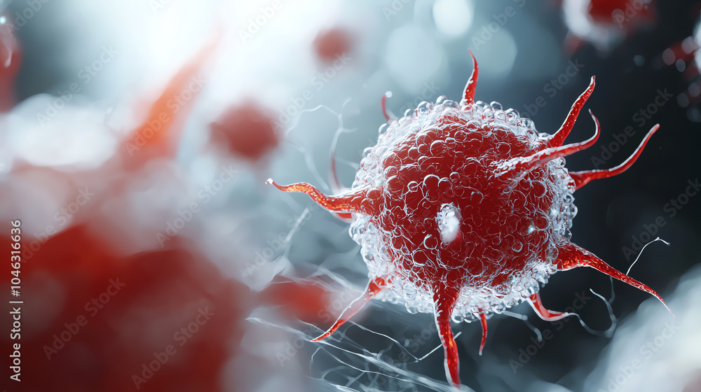 Poster microscopic view of a virus exploring the intricacies of microbiology and pathogen behavior in healt