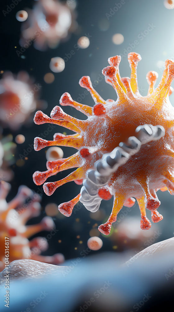Poster microscopic visualization of a virus understanding pathogens in the modern world