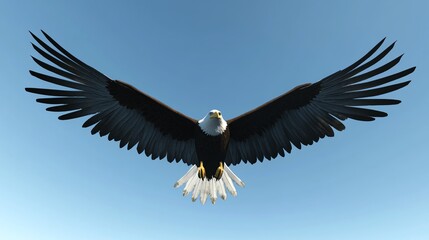 Obraz premium Majestic eagle soaring in a clear blue sky