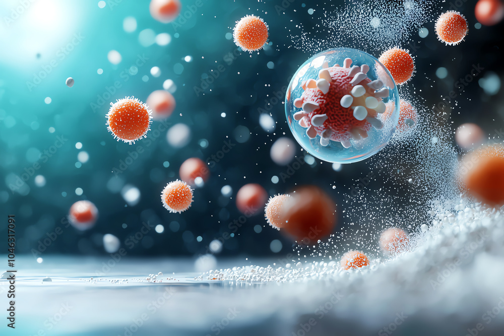Aufkleber exploring the microscopic world a close-up of viral structures and immune responses in action