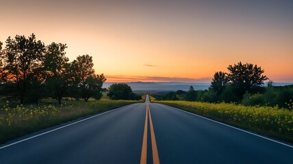 The Open Road Awaits at Sunset
