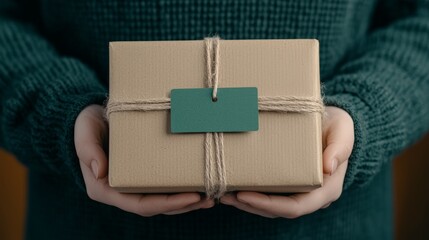 Hands holding eco-friendly packaging with Green Monday sale tag