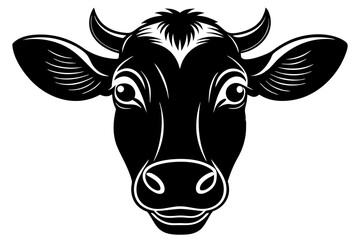 funny cow head silhouette  vector illustration