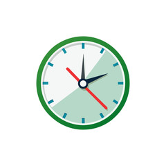 Clock vector flat illustration, isolated on a white background. Simple and clean design, perfect for time-related projects, apps, websites, and user interfaces. Ideal for modern and minimalistic use.
