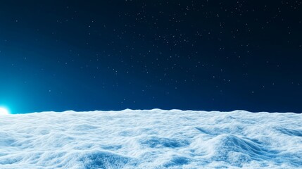 Enchanting Moonlit Winter Night with Glowing Snow and Stars - 3D Illustration