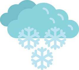 Blue cloud pouring snowflakes, a minimalist illustration symbolizing cold winter weather