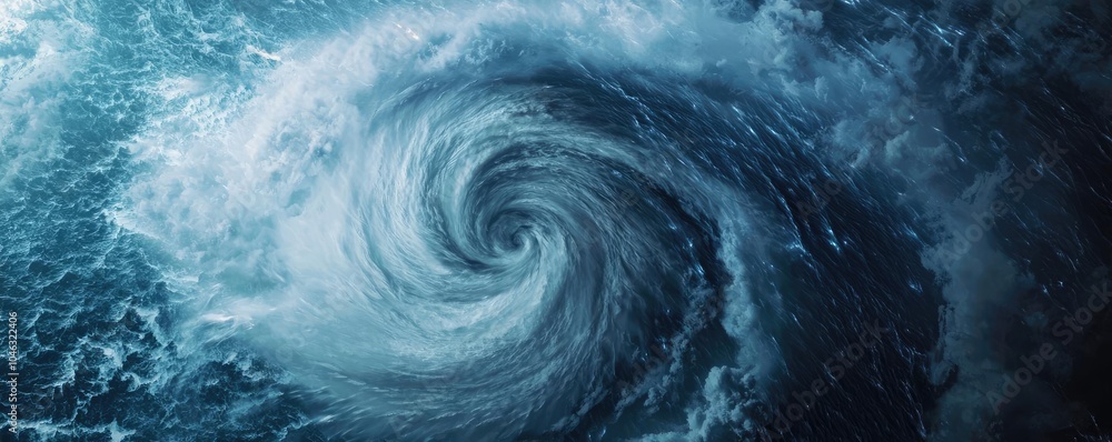 Poster swirling ocean waves in deep blue, creating a mesmerizing natural pattern.