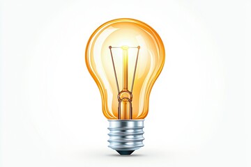 An illuminated light bulb on a white isolated background, symbolizing innovation and bright ideas.