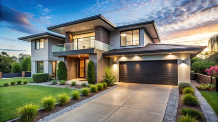 Modern style house with beautiful landscaping, modern, house, architecture, home, exterior, design, luxury