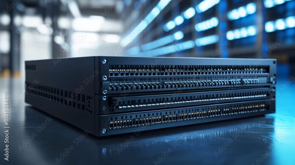 Poster High-performance switch: A powerful network switch designed for high-demand environments, such as data centers or enterprise networks, delivering exceptional speed and reliability.