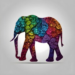Obraz premium Elephant face with dynamic color swirls, vector style, pride, resilience, individuality.