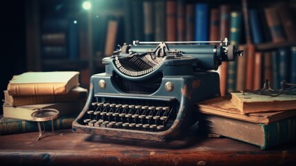 Vintage Typewriter and Books