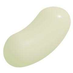 3d icon, 3d illustration, cute jellybean, plastic material, beige color,  transparent background, y2k, playful and fun-loving design