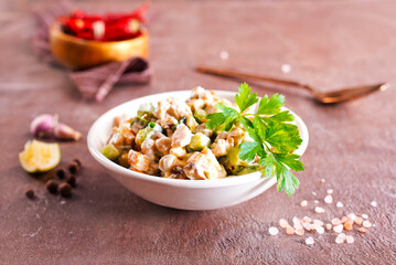 Salad with potato and chicken