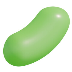 3d icon, 3d illustration, cute jellybean, plastic material, frog green color,  transparent background, y2k, playful and fun-loving design