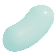 3d icon, 3d illustration, cute jellybean, plastic material, light mint green color,  transparent background, y2k, playful and fun-loving design