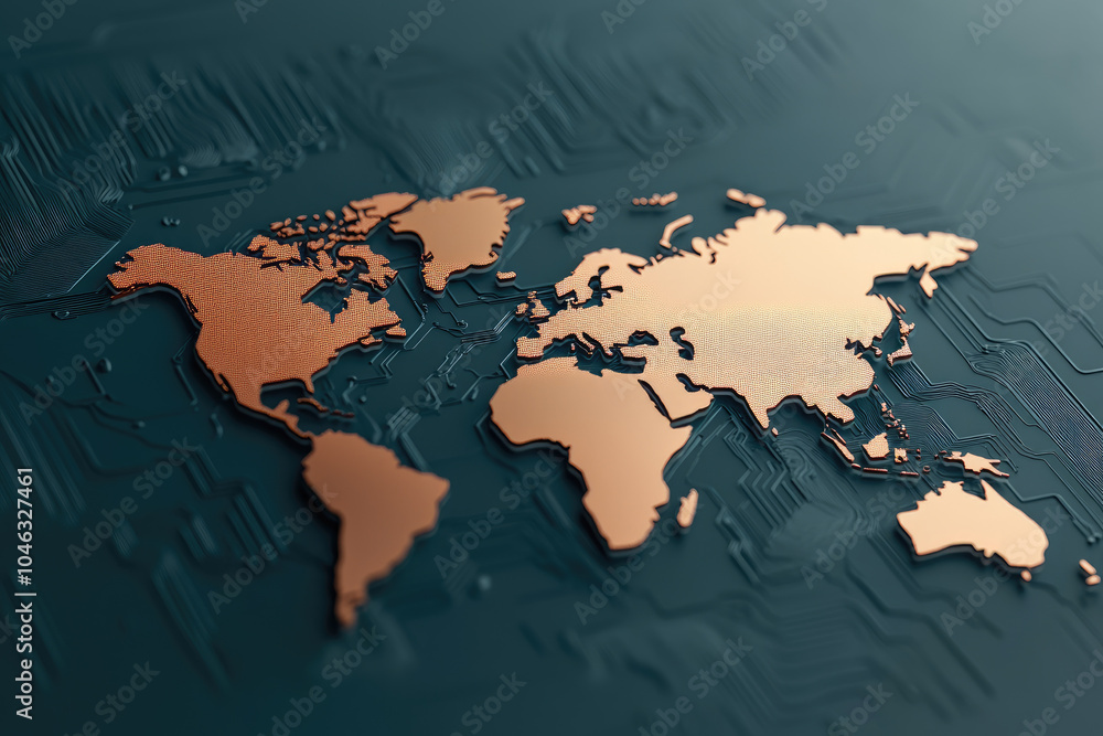 Poster interactive global logistics map, showcasing real-time data integration, advanced supply chain forec