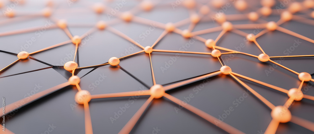 Poster glowing ai social network, interconnected nodes representing digital connectivity and communication 