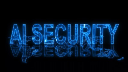 3d AI security text technology earth map glowing