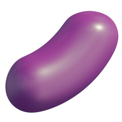 3d icon, 3d illustration, cute jellybean, plastic material, pastel violet color,  transparent background, y2k, playful and fun-loving design
