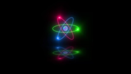 Glowing Atomic Model with Colorful Electrons