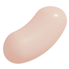 3d icon, 3d illustration, cute jellybean, plastic material, unbleached silk color,  transparent background, y2k, playful and fun-loving design