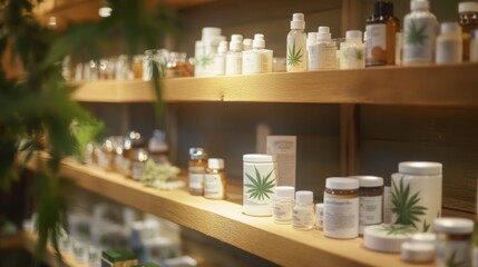 Medical cannabis products on display in a dispensary, highlighting the growing cannabis industry and its health benefits